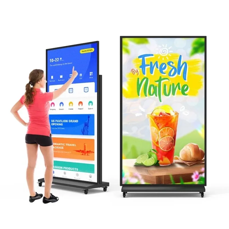 Hushida 43 49 55 75 85 Inch 2K 4K Full HD Wifi Media Lcd Advertising M Onitor Touch Screen Floor Standing Digital Signage