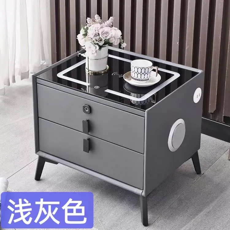 Bedside table Multifunctional wireless charging Bluetooth speaker Fingerprint lock Bedroom storage cabinet