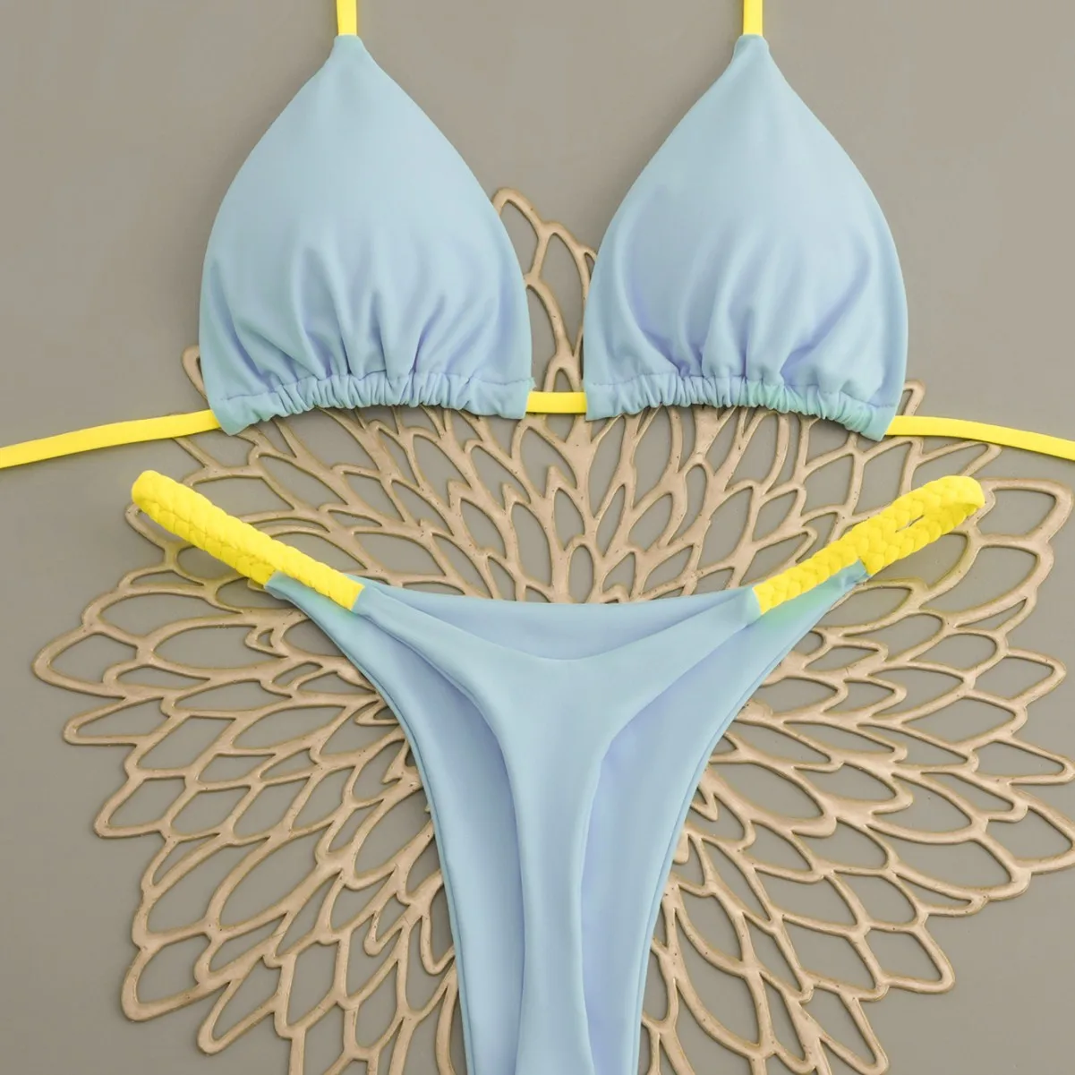 

Женский купальник-бикини, сексуальный однотонный купальник для пляжного отдыха