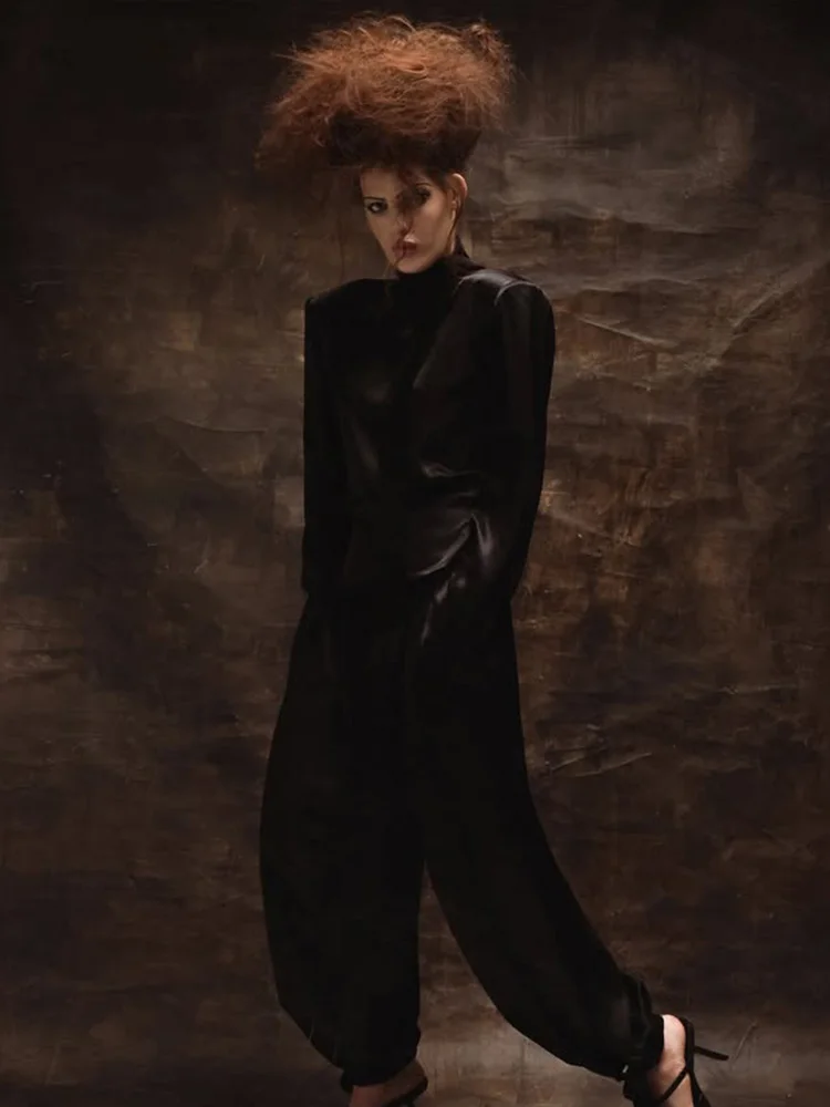 CNYISHE High Collar Backless Lace-up Long Sleeve Women Tops Solid Sexy Club Casual Elegant Tees Female Sheath Trendy Autum - Image 5