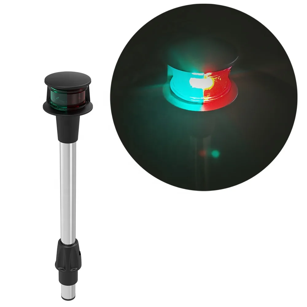 

Stainless Steel Pole Marine Boat LED Yacht Navigation Red And Green Combination Bi Color Bow Light