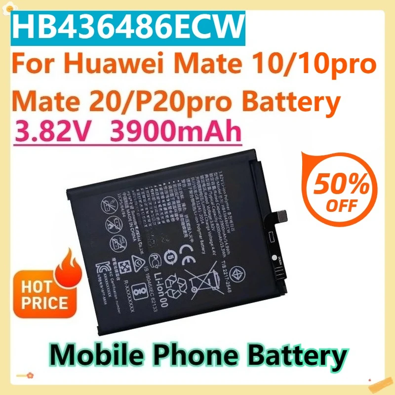 

For Huawei Mate 10/10pro Mate 20/P20pro Battery 3.82V 3900mAh HB436486ECW Replacement Battery