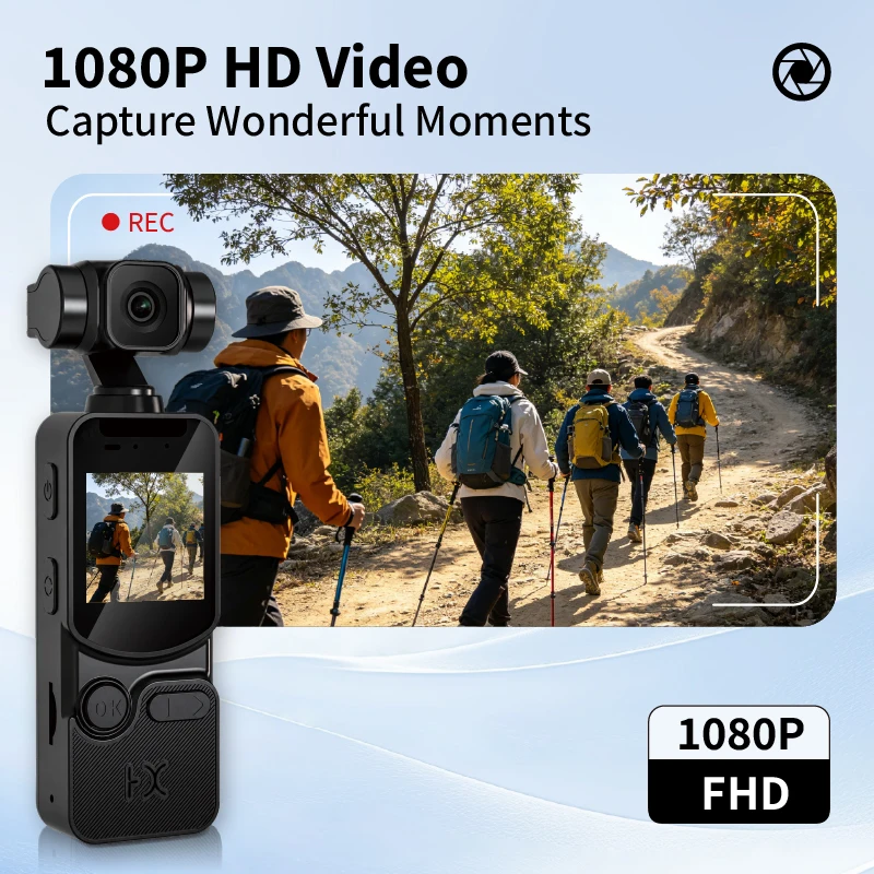 Ultra-Compact HD 2K Pocket Recorder WIFI with 180° Rotatable Night Vision Lens Loop Recording Wearable for Travel Sports