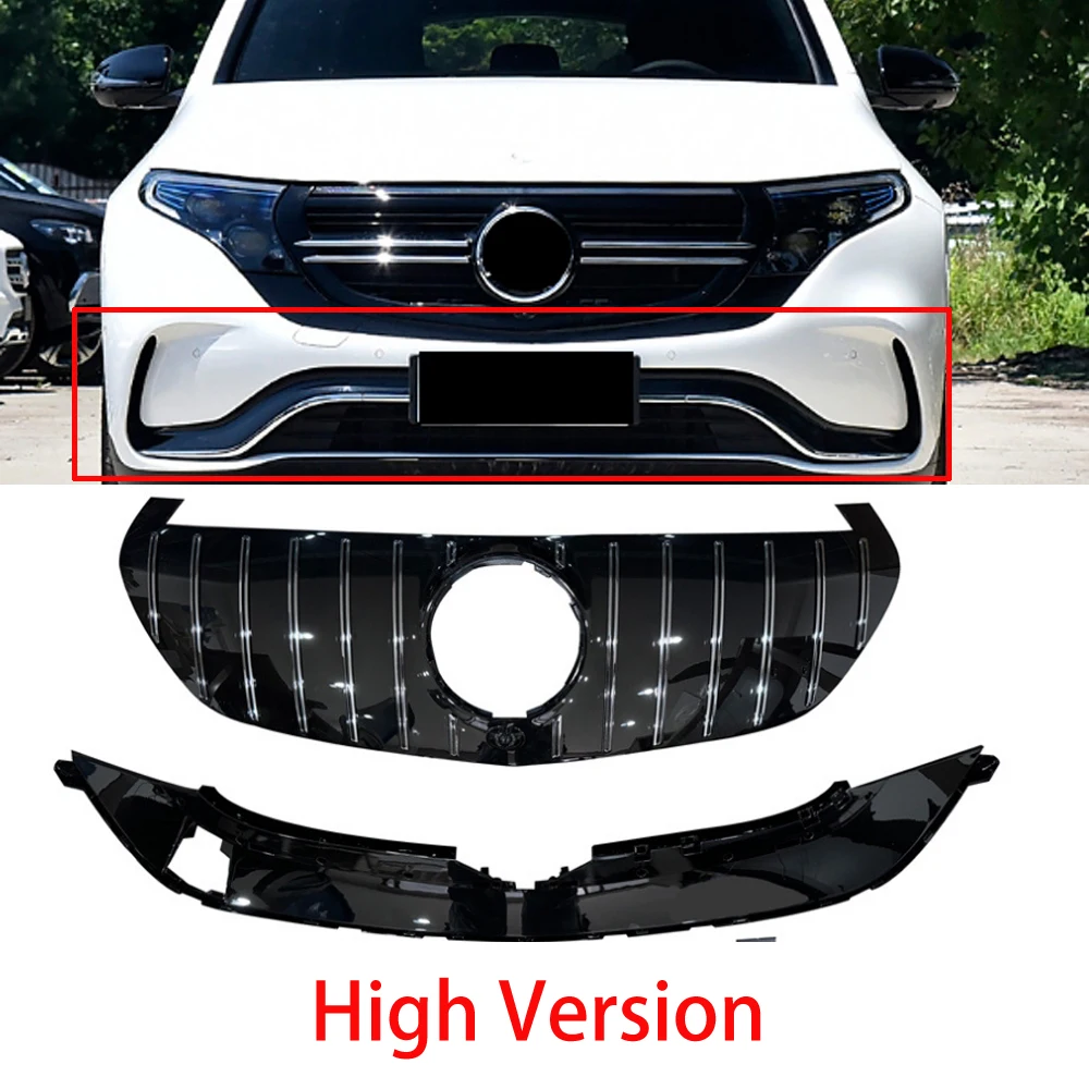 GTR Style Front Bumper Mesh Hood Grille Grill for Mercedes Benz EQC 293 2022-2024 Body Kit image 3