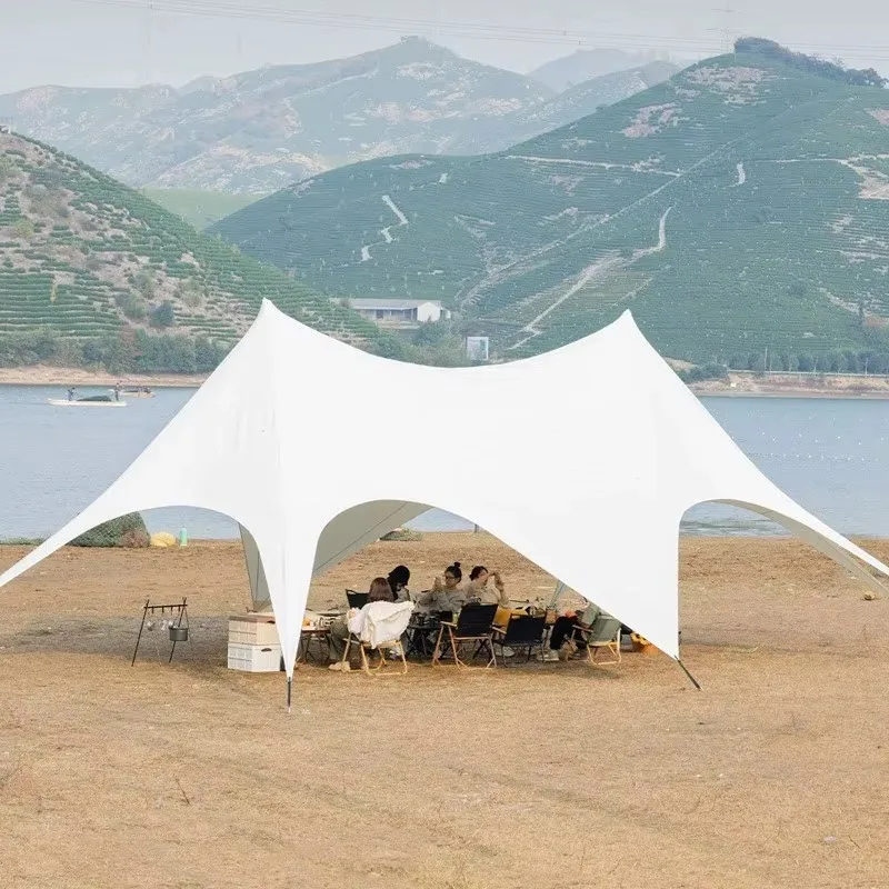 New Design Outdoor 15M Size Summer Canopy  Stretch Star Shaped Beach Sun Shade Tent  Straight Bracing Type Event Activity