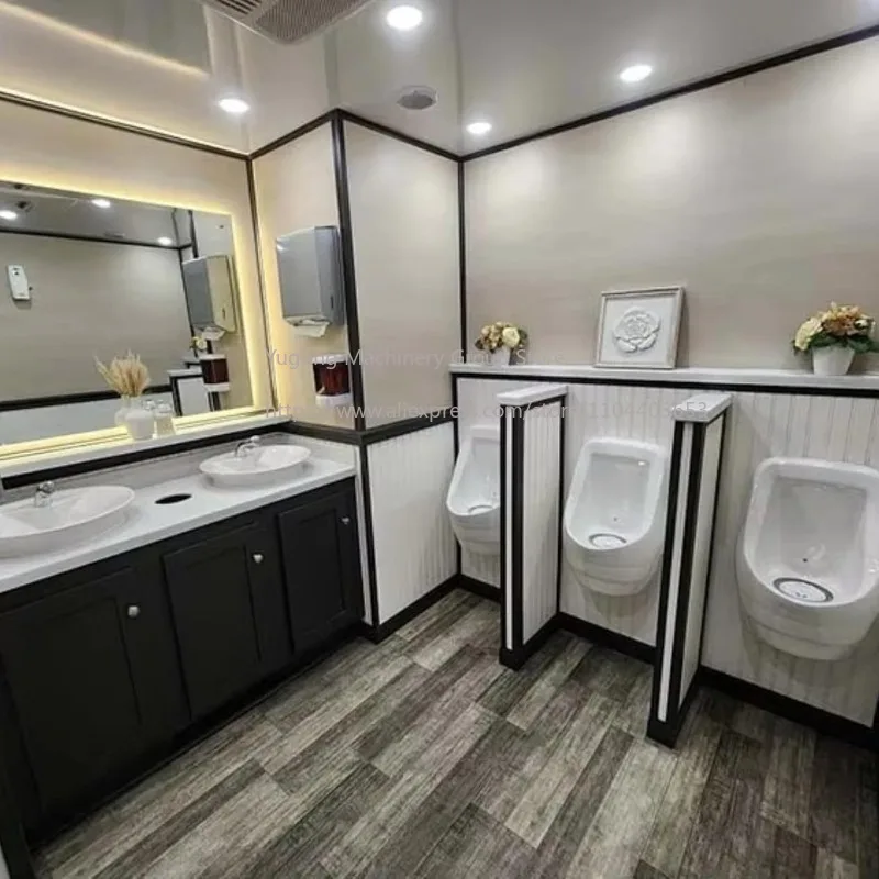 Trailer de Banheiro Portátil de Luxo Comercial, Trailer Sanitário Móvel, Trailer de Banheiro Portátil com Unidade de Chuveiro