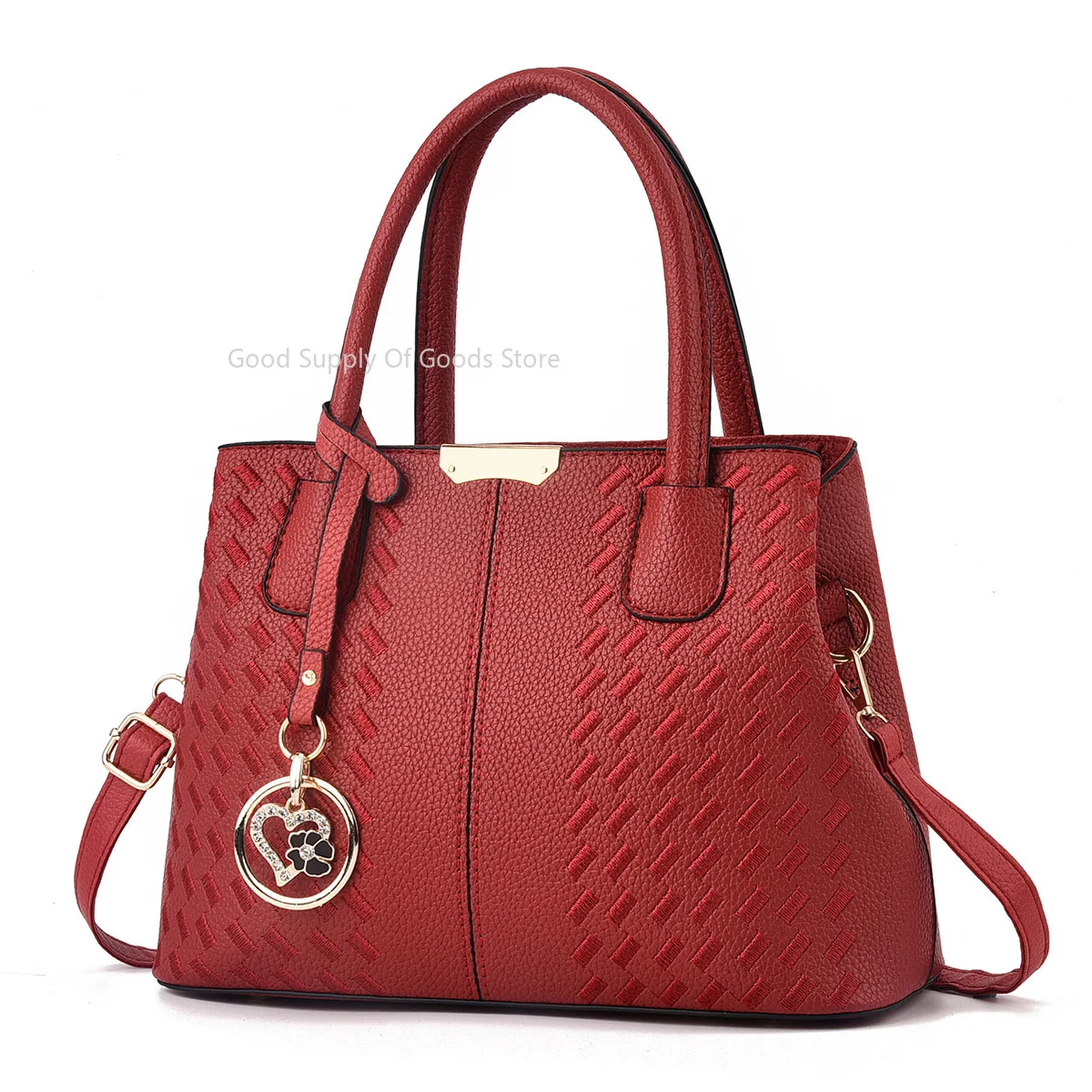 The new style leisure handbag soft leather embroidered thread lady bag wear-resistant quality excellent simple and convenient