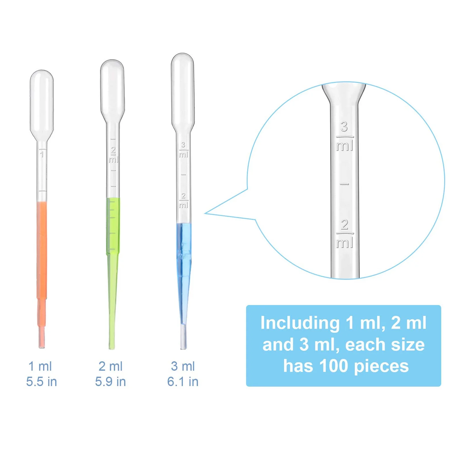 

300 Pcs Plastic Graduated Straw Pipettes with Scale Eye Droppers Liquid Essential Oils Measuring Transfer