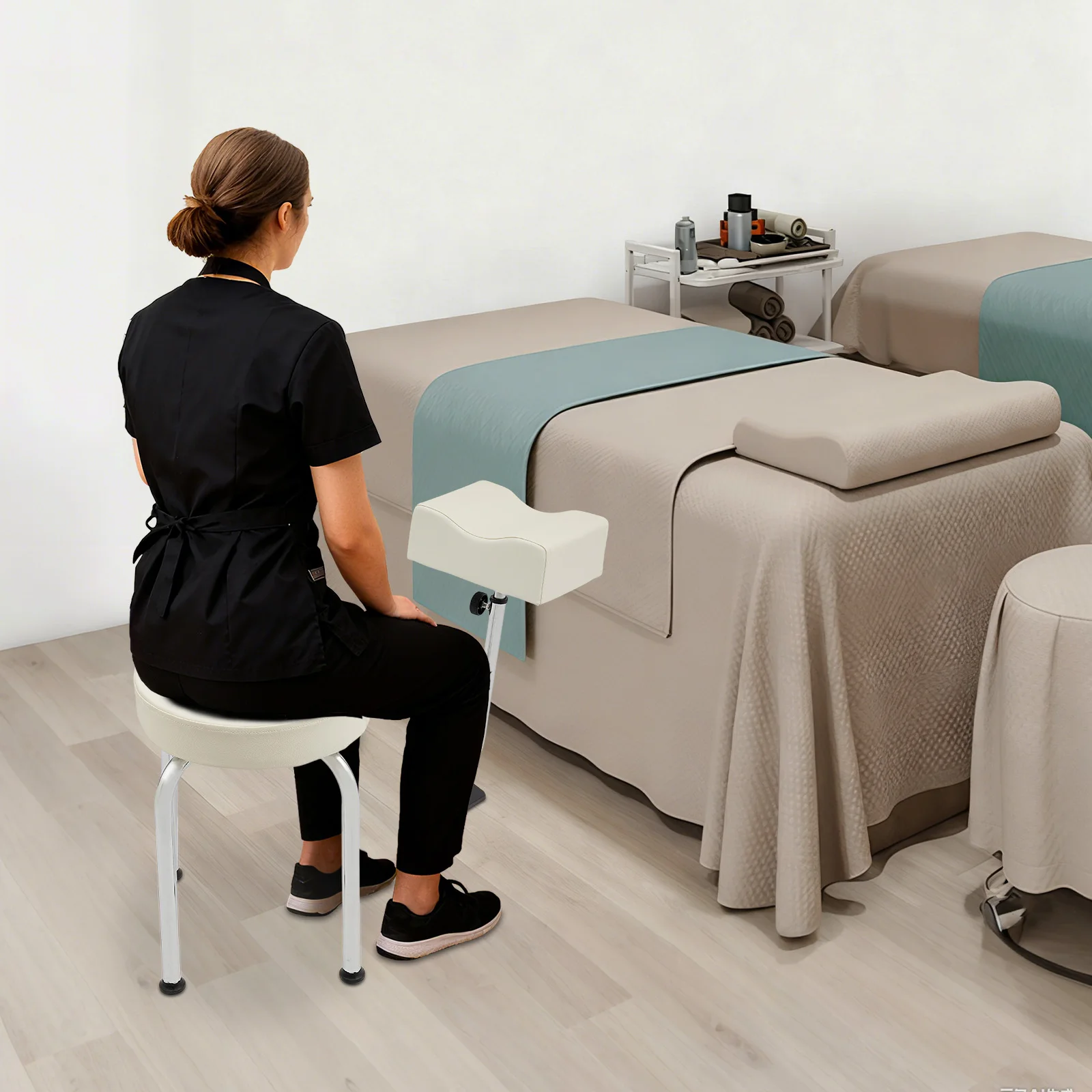CB-3203 Verstellbarer Pediküre-Hocker mit Fußstütze, freistehender Maniküre-Nagel-Tech-Hocker für DIY-Schönheitssalon, SPA, Heimgebrauch