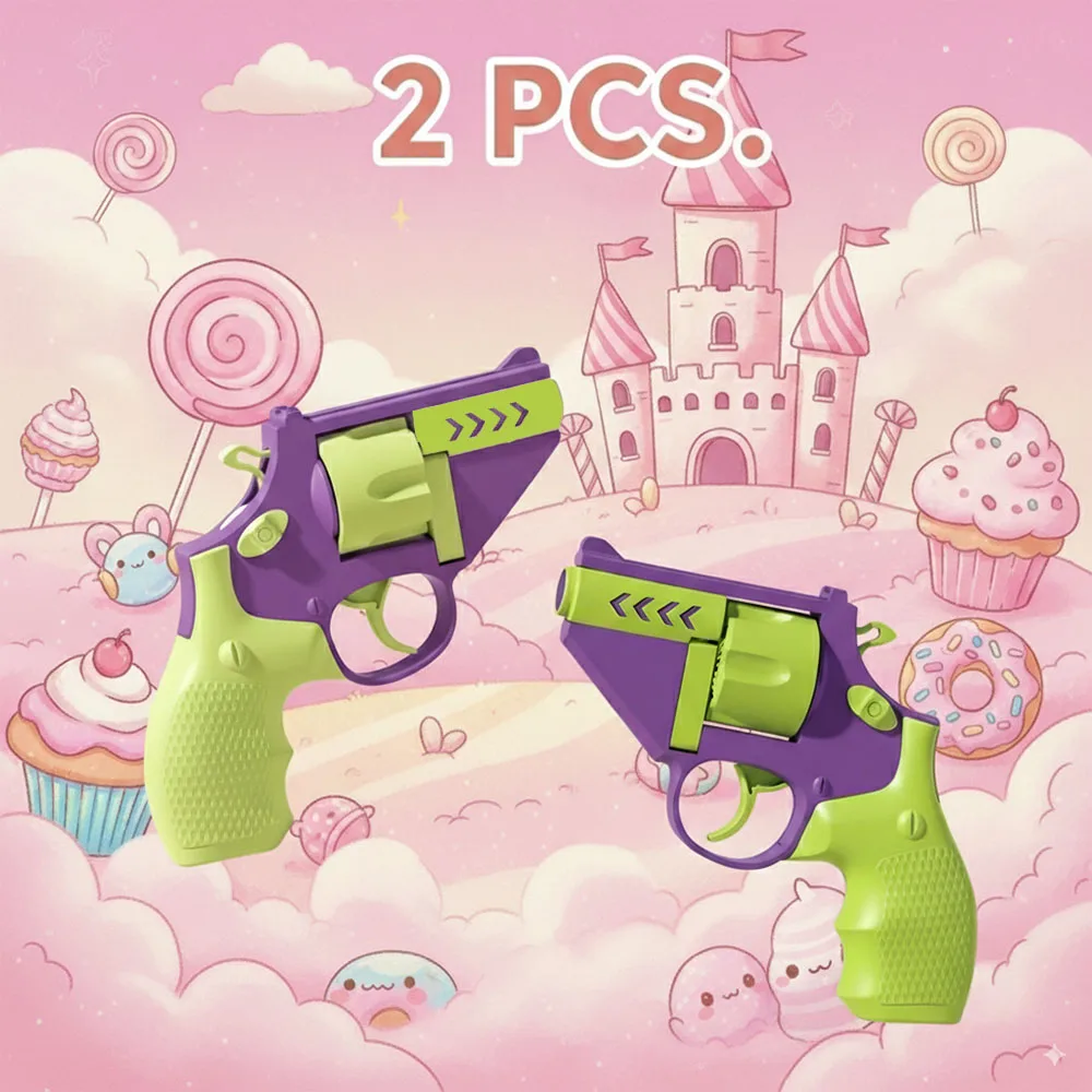 2PCS Toy Guns For Kids Fidget Gun Toy Revolver Stress Shot Toys Non-Firing Toy Pistol Age 5+