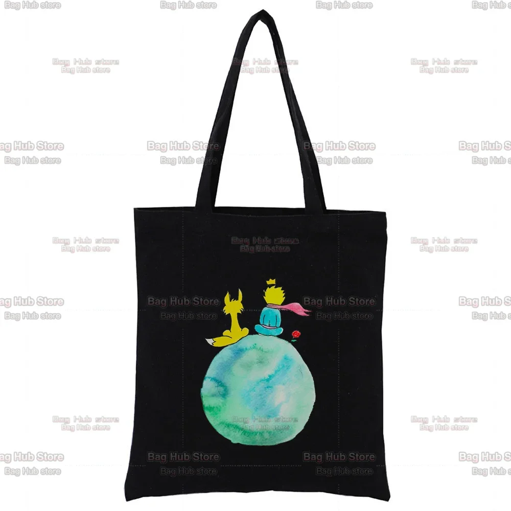 Little Prince Graphic Earth Space Harajuku Kawaii Cute  Shoulder Bag Canvas Bag Harajuku Shopper Bag Casual Summer Shoulder Bags