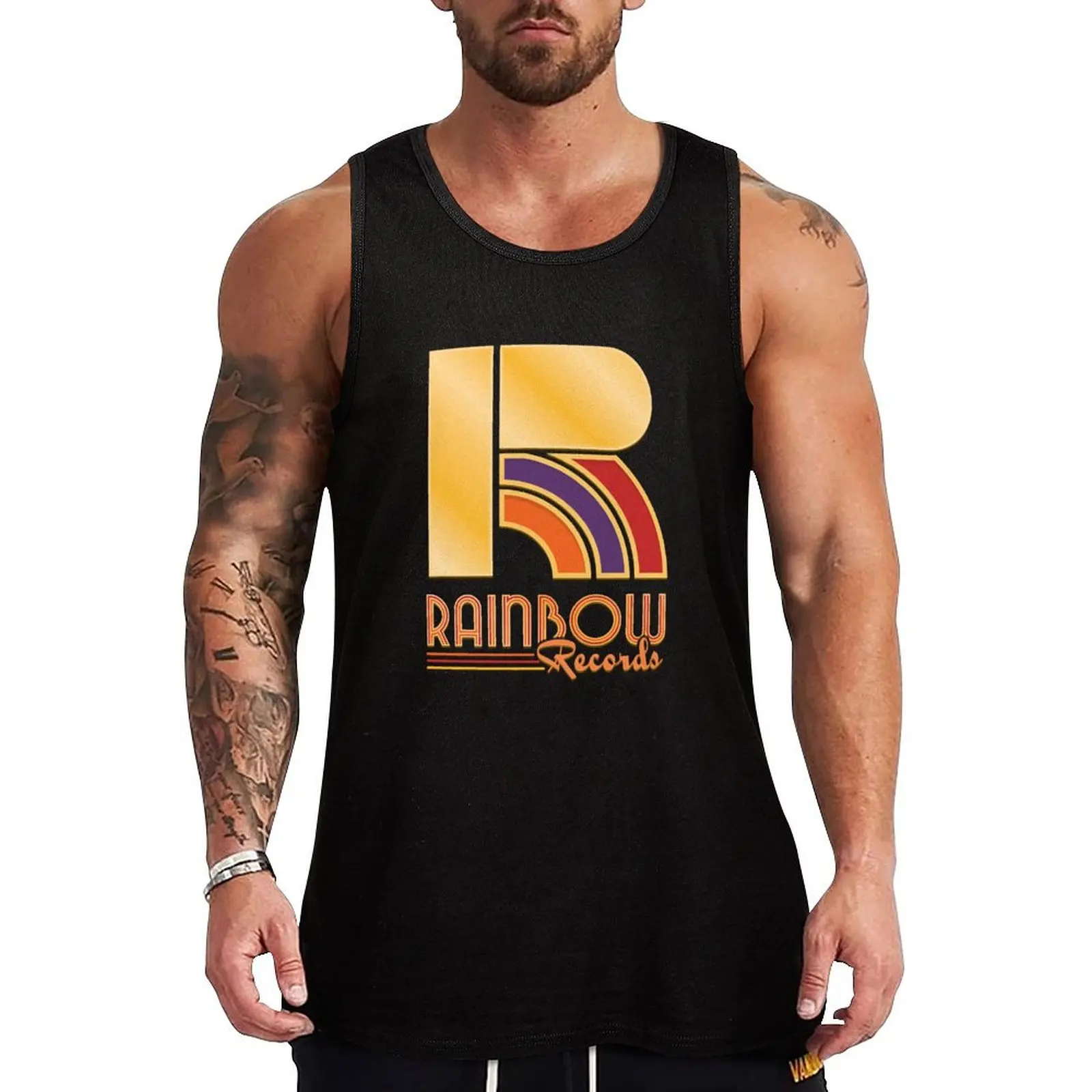 

Rainbow Records Tank Top gym clothes man sleeveless shirt man gym t-shirt for men