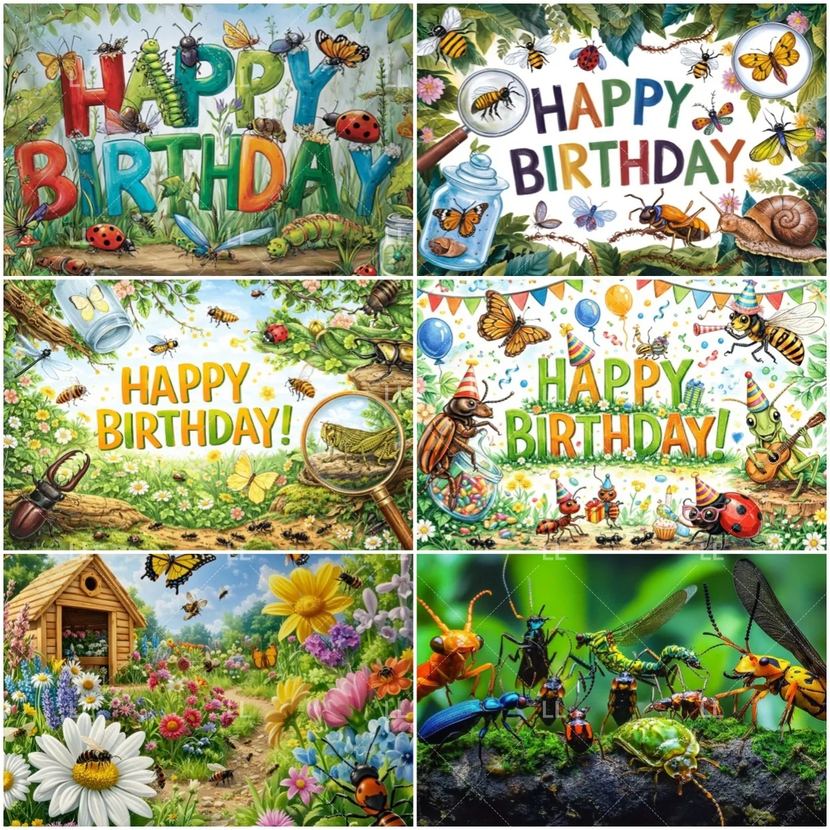 

Insect Animal Backdrop Birthday Party Decoration Bee Butterfly Ladybug Ant Mantis Leaf Garland Baby Shower Supplies Kid Gift