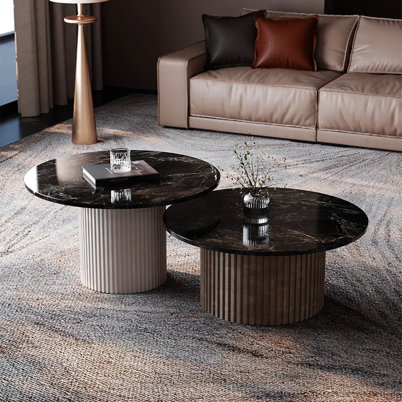 

Modern Simple Round Coffee Table Combination Household Living Room Small Apartment Designer Model Room Hotel High-end Tea Table
