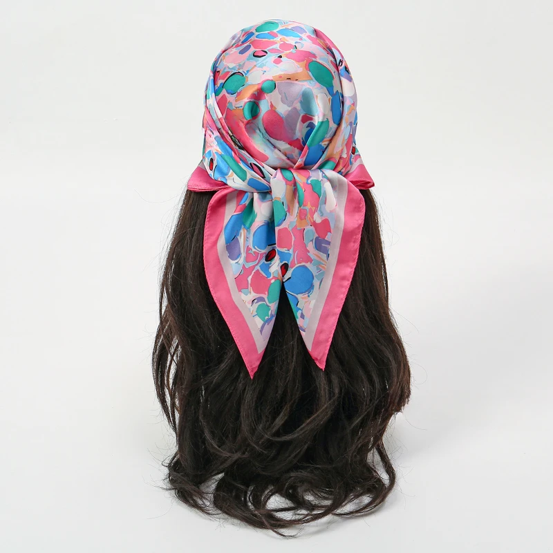 

68cm Color Dot Jump Printed Scarf Women's Spring and Summer Thin Imitation Silk Scarf Fresh and Versatile Headscarf Shawl