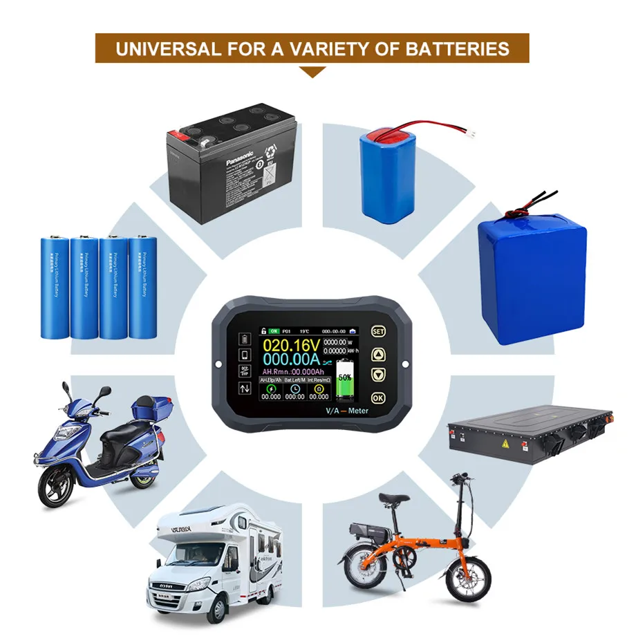 แบตเตอรี่ KG140F DC 0-120V 100A 400A 600A แบตเตอรี่เครื่องทดสอบแรงดันไฟฟ้า VA มิเตอร์แบตเตอรี่ Coulomb เมตรไฟแสดงสถานะ