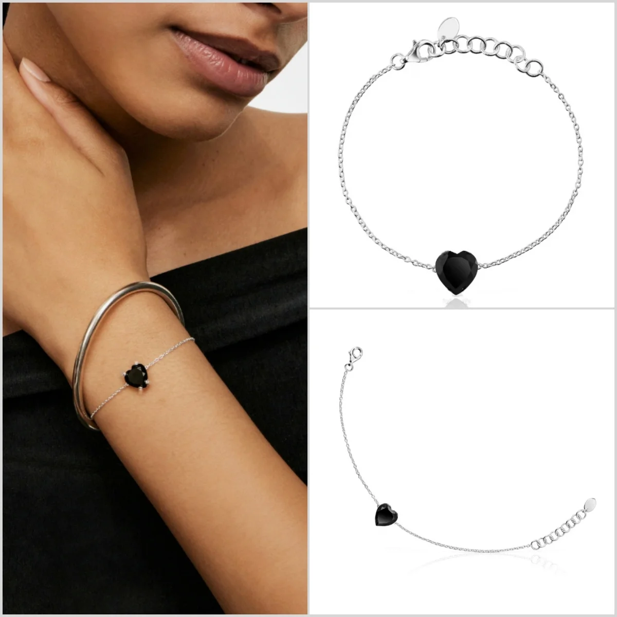 Spanish Bear Jewelry Deep black Crystal bracelet New Age fashion women accessories wedding party light luxury metal gift