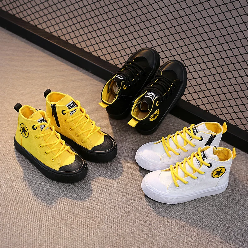 Scarpe di tela Casual alte per bambini ragazzi ragazza cerniera fondo piatto scarpe da tavola traspiranti bambino ciclismo sport scarpe da tavola