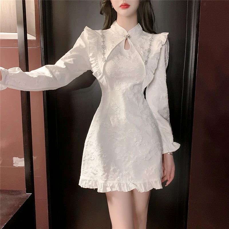 Spring Chic Kawaii Dress Women Sexy Party Elegant Mini Dress Female Long leeve Casual Korean Style Designer Sweet Dress 2023