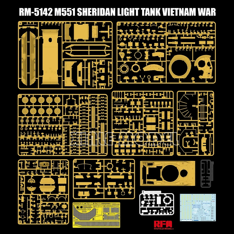 Ryefield modèle en plastique assemblage jouet modèle kit Rm-5142 M551 Light Tank Sheridan (guerre du Vietnam) 1/35
