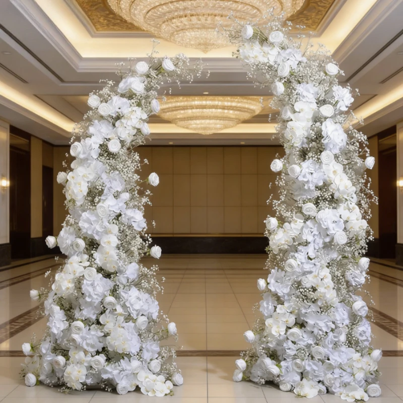 

180CM Artificial Silk White Phalaenopsis Oxhorn Flowers Perfect for Wedding Arch Background Welcome Decoration