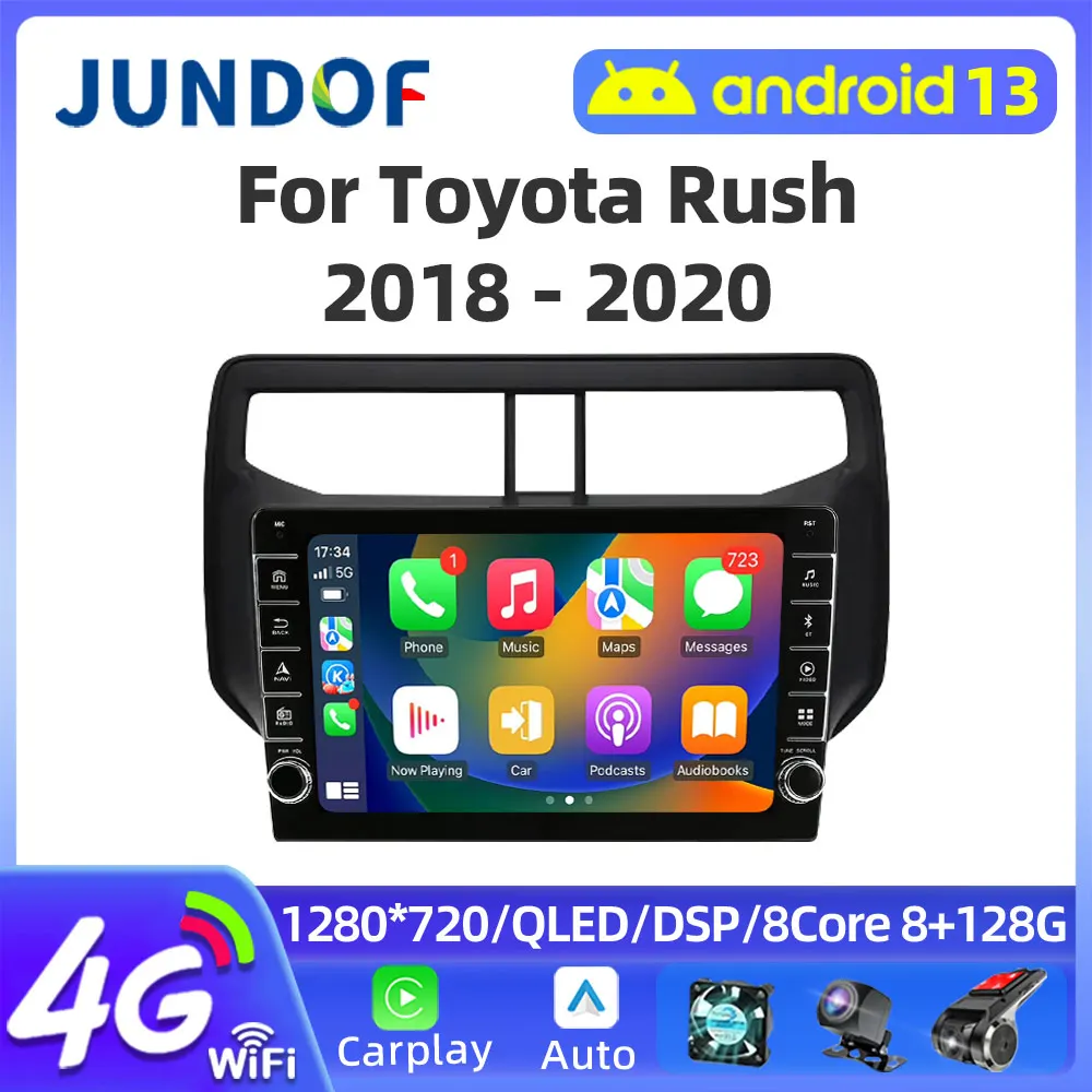 Android 13 Multimedia Player For Toyota Rush 2018 2019 Navigation GPS 2din Stereo Head Unit Radio Carplay 5G wifi BT QLED Screen