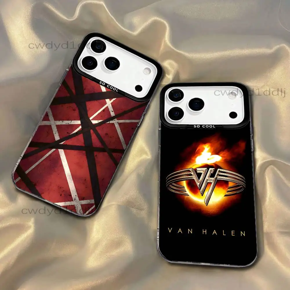 

V-Van Halen Rock Band For iPhone 17,16,15,14,13,12,X,8,Pro,Max,Plus,SE4,Air,Mini Black IMD Matte Case