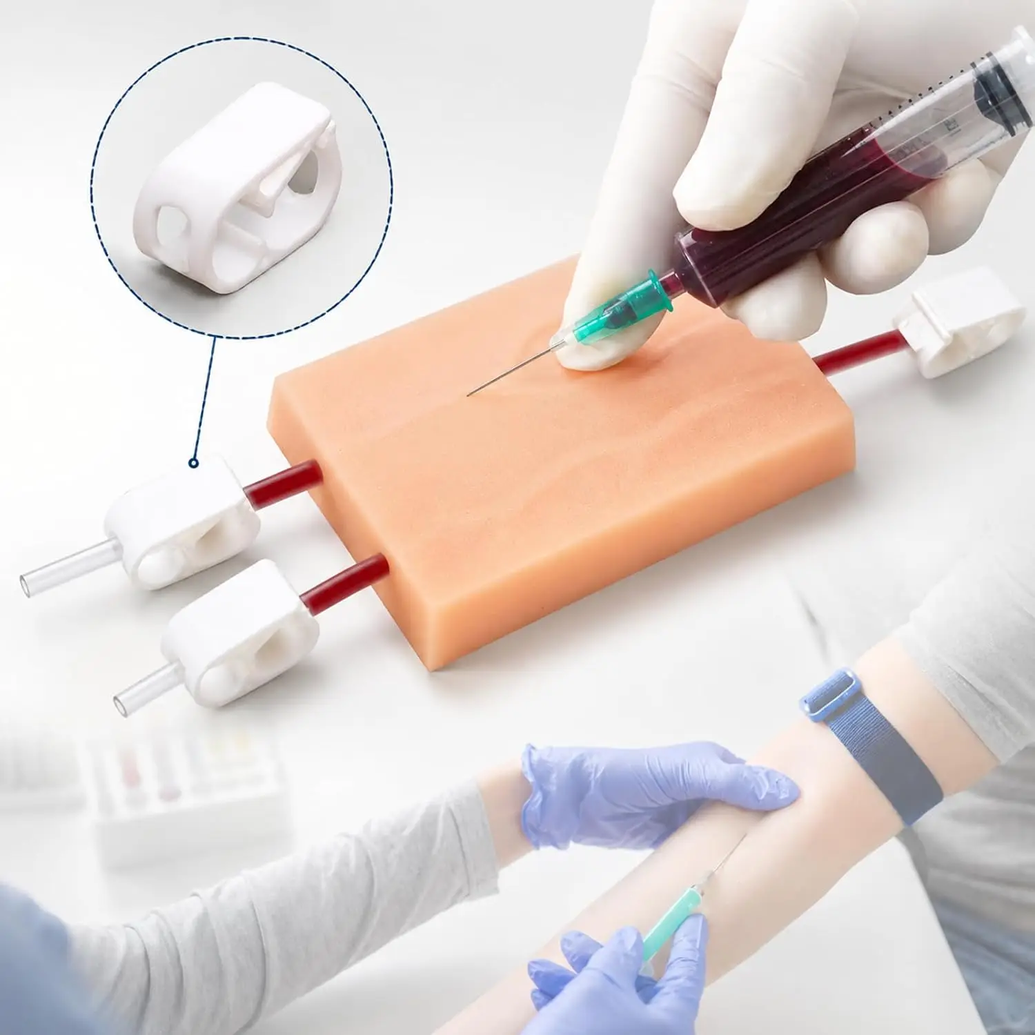 IV Injection Practice Model Kit Silicone Simulated Skin Venipuncture Training Pad for Medical Nurse Training Practice