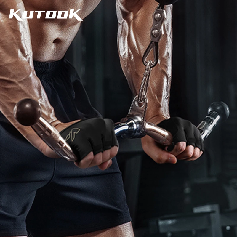 KUTOOK New Workout Gloves for Men Fingerless Gloves for Weightlifting Palm Protection Gym Weight Lifting Gloves for Trainning