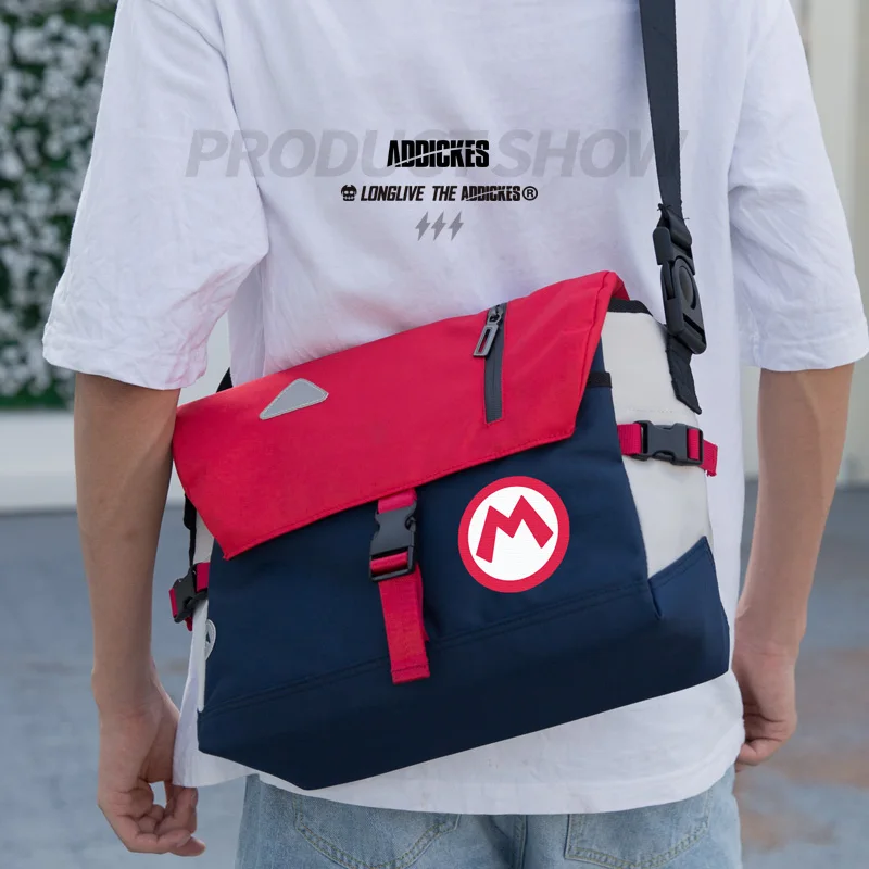 Super Mario Cartoon Shoulder Bag Anime Pattern Large Capacity Portable Luxury Crossbody Bag Men Fashion Trend Travel Storage Bag