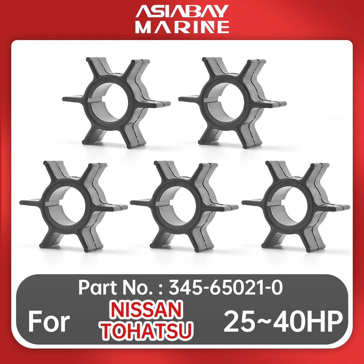 5 Pieces 345-65021Water Pump Impeller For Nissan Tohatsu Outboard Motor Engine 25hp 30hp 40hp 345-65021-0 Sierra 18-8923