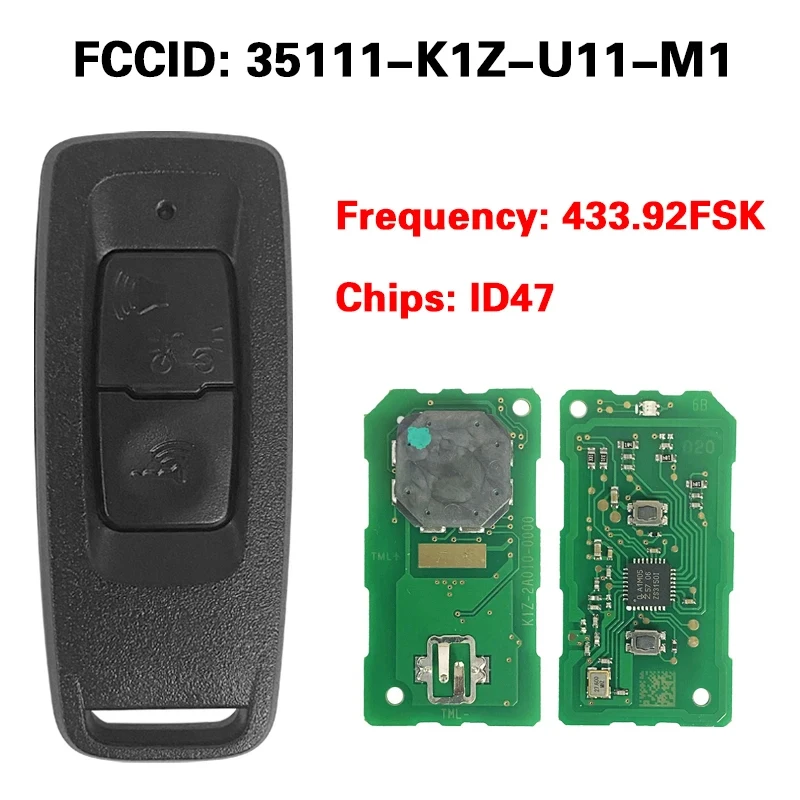 MK0020 Smart Key Remote 35121-K1Y-D11 35111-K1Z-U11-M1 433MHZ 47 Chip do motocykli H-onda PCX 160 PCX125 Forza Nss350 2021+