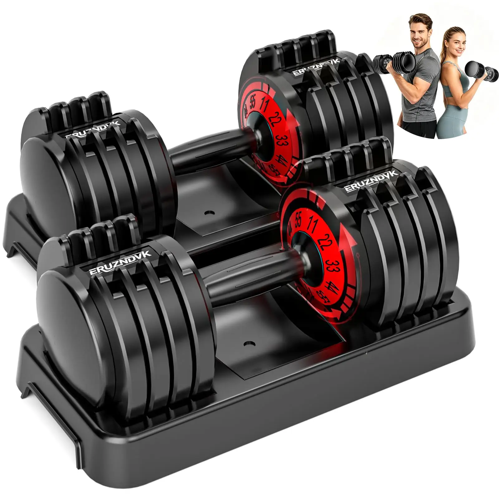 25/50lbs Adjustable Dumbbell Set of 2, 5-in-1 Free Weights Set