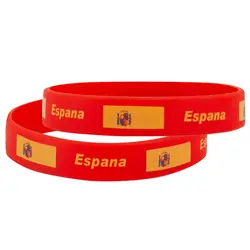 2pcs Spain Flag Silicone Bracelet Sports Game Wristbands Spanish Flags Wrist Strap for Men Women Rubber Band Fashion Accessories