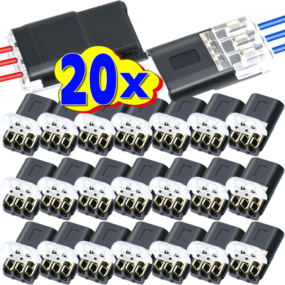 20/1pcs LED Welding Free and Stripping Free Wiring Terminal D3 Plug-in Type Quick Connector with Three Wire for Mutual Insertion