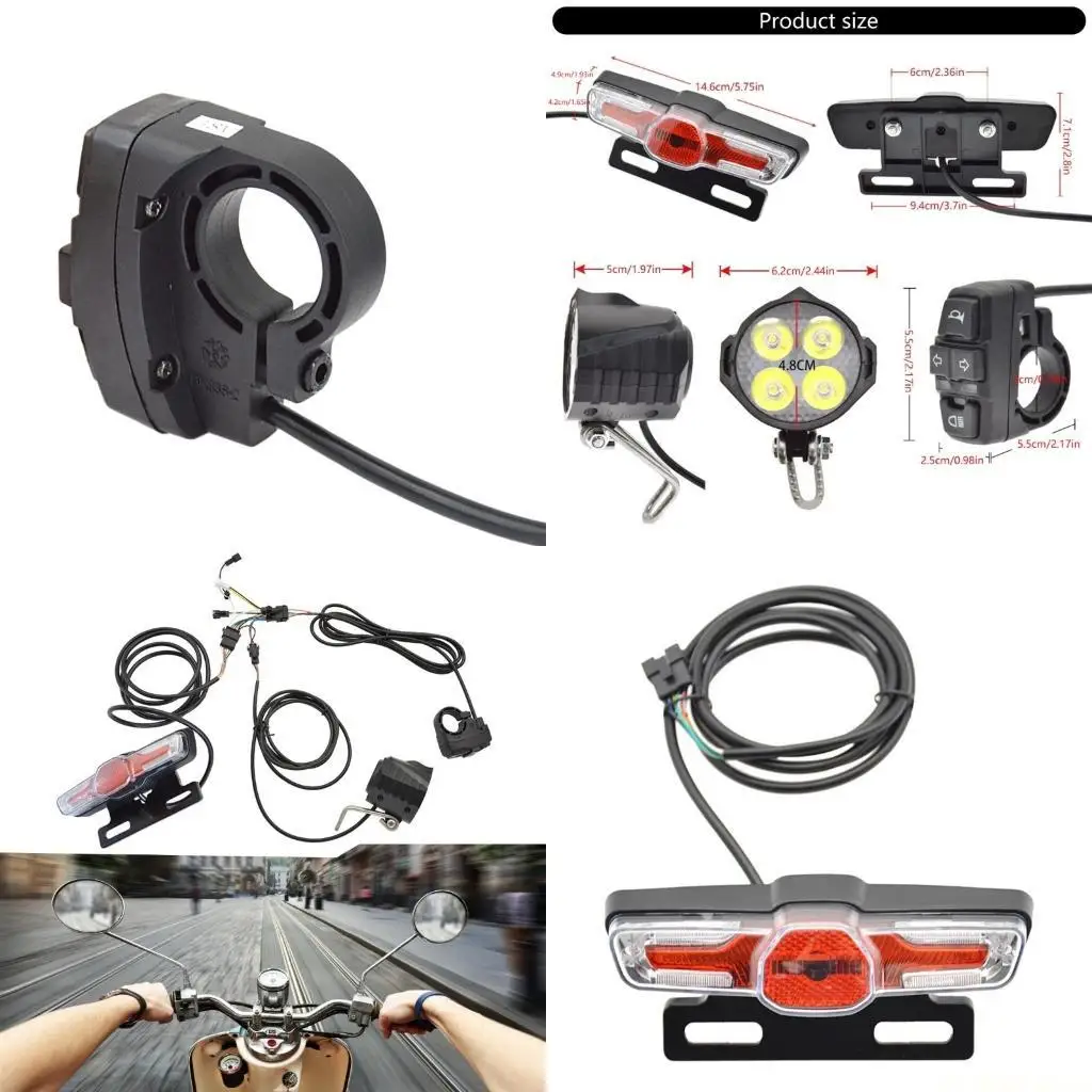 

E56B 1 Set Cycling Safety Light Set with Horn Front Headlight, and Turning Quick Insert and Play Installation