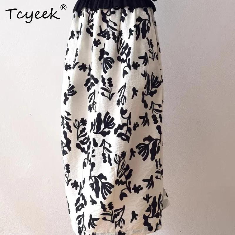 Tcyeek 76% Real Silk Skirts for Women 2026 New Arrive Summer Elastic Waist Elegant Bud Skirt Ladies Clothing Faldones Para Mujer
