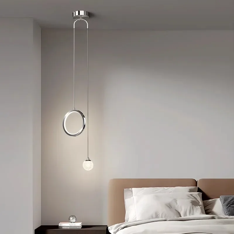 

Italian Minimalist Bedroom Bedside Pendant Lights Luxury Designer Living Room Background Wall Double Head Intelligent Chandelier