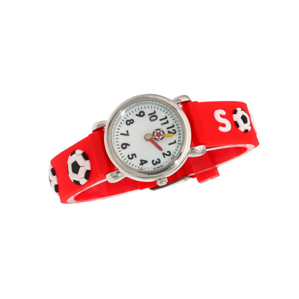 

Kids Soccer Theme Watch Red Cartoon Silicone Quartz Sports Watch Cute Cartoon Soccer Design for Kids Boys Girls