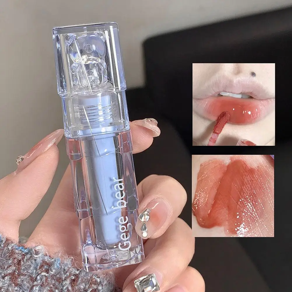 Pintalabios líquido con efecto espejo, lápiz labial con brillo, transparente, hidratante, duradero, antiadherente, rojo, Ti, P1H3