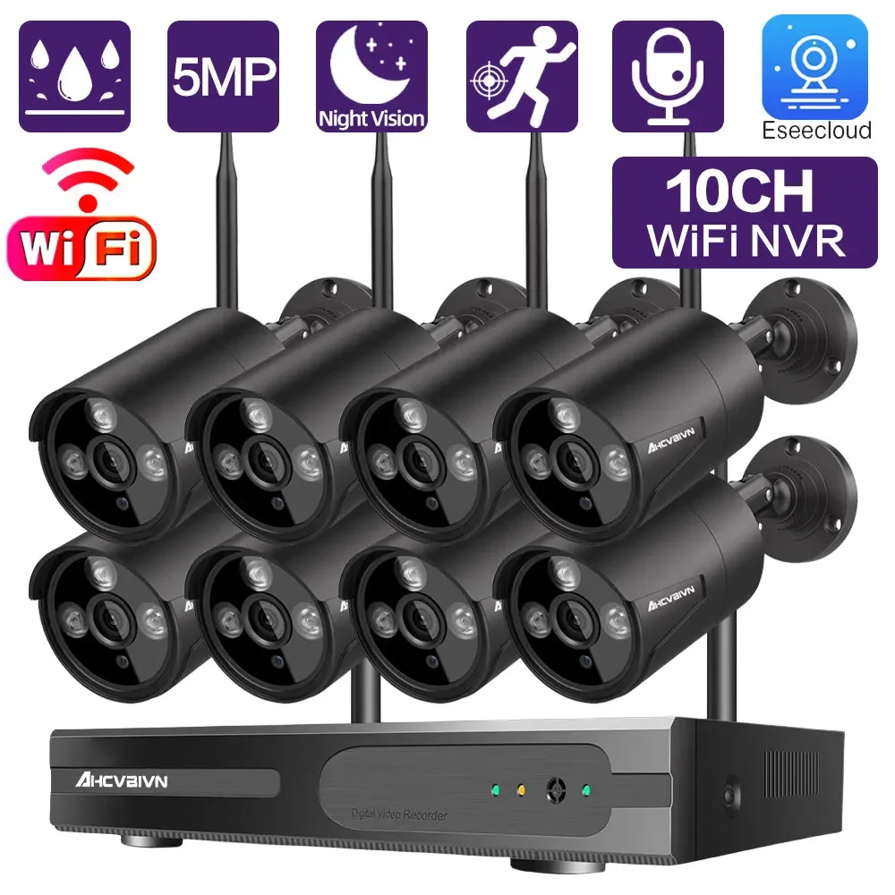 

10Channel Outdoor CCTV Security Camera Wifi Wireless System 5MP 8CH Wifi NVR Kit Waterproof IP Camera Video Surveillance Set 4CH