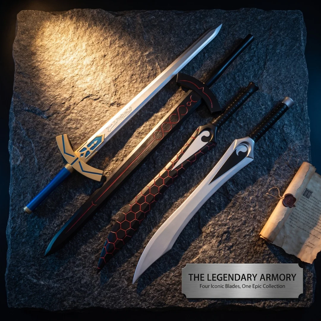 43inch FGO Fate Pendragon Artoria Katana FSN Anime Cosplay Prop Sword Ninja Knife Blade Multiple Styles 1:1 Scale Wood Toy Gift