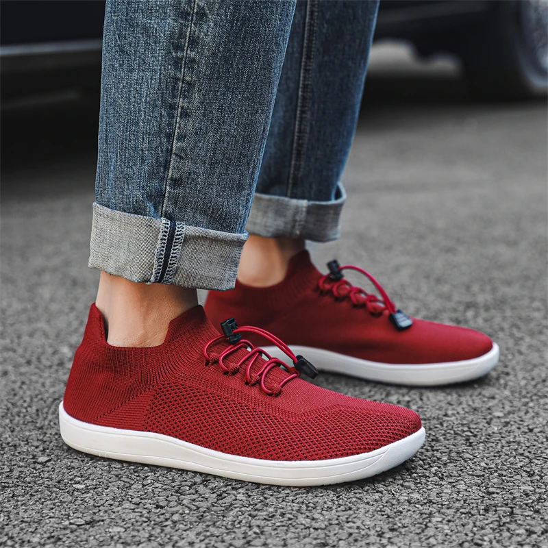 Atmungsaktive Barfußschuhe mit breiter Zehenpartie für Herren aus Mesh, flache Sneaker mit weicher Sohle_voghion.com
