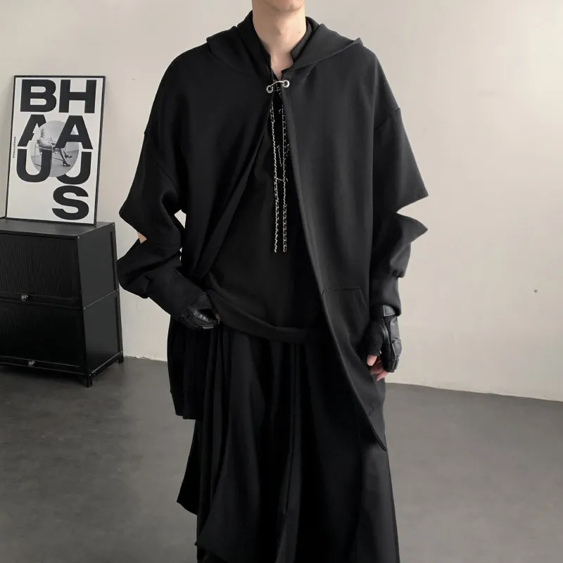 

Мужское пальто средней длины с капюшоном k Sle, коллекция Весна 2026, с эффектом потертости, из смесового хлопка и полиэстера