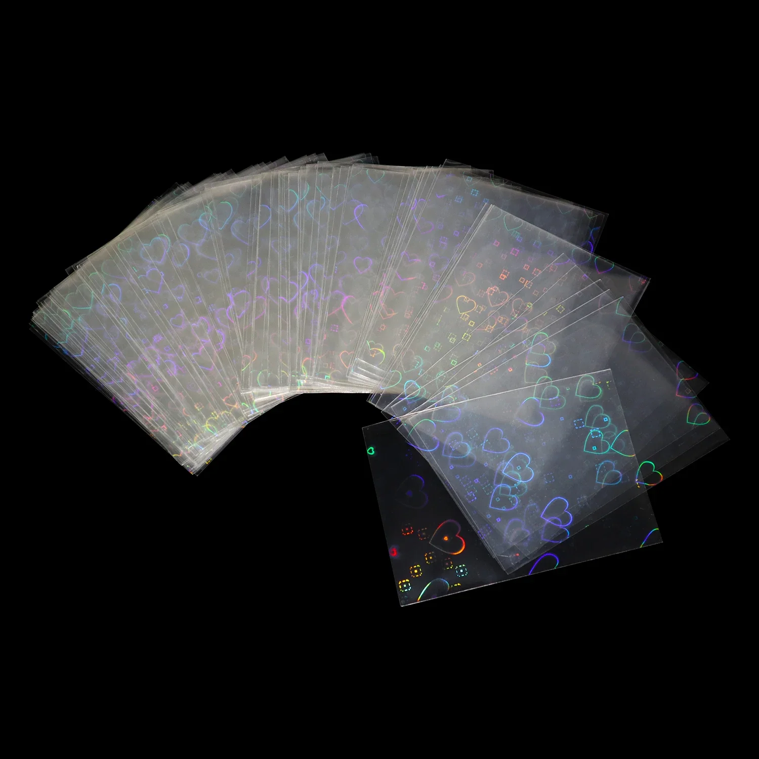 Super Cute Holographic Magic Cards Sleeves Foil Shinny Laser Heart Shaped Transparent Card Cover PTCG,NOTICE! Differ Size Option