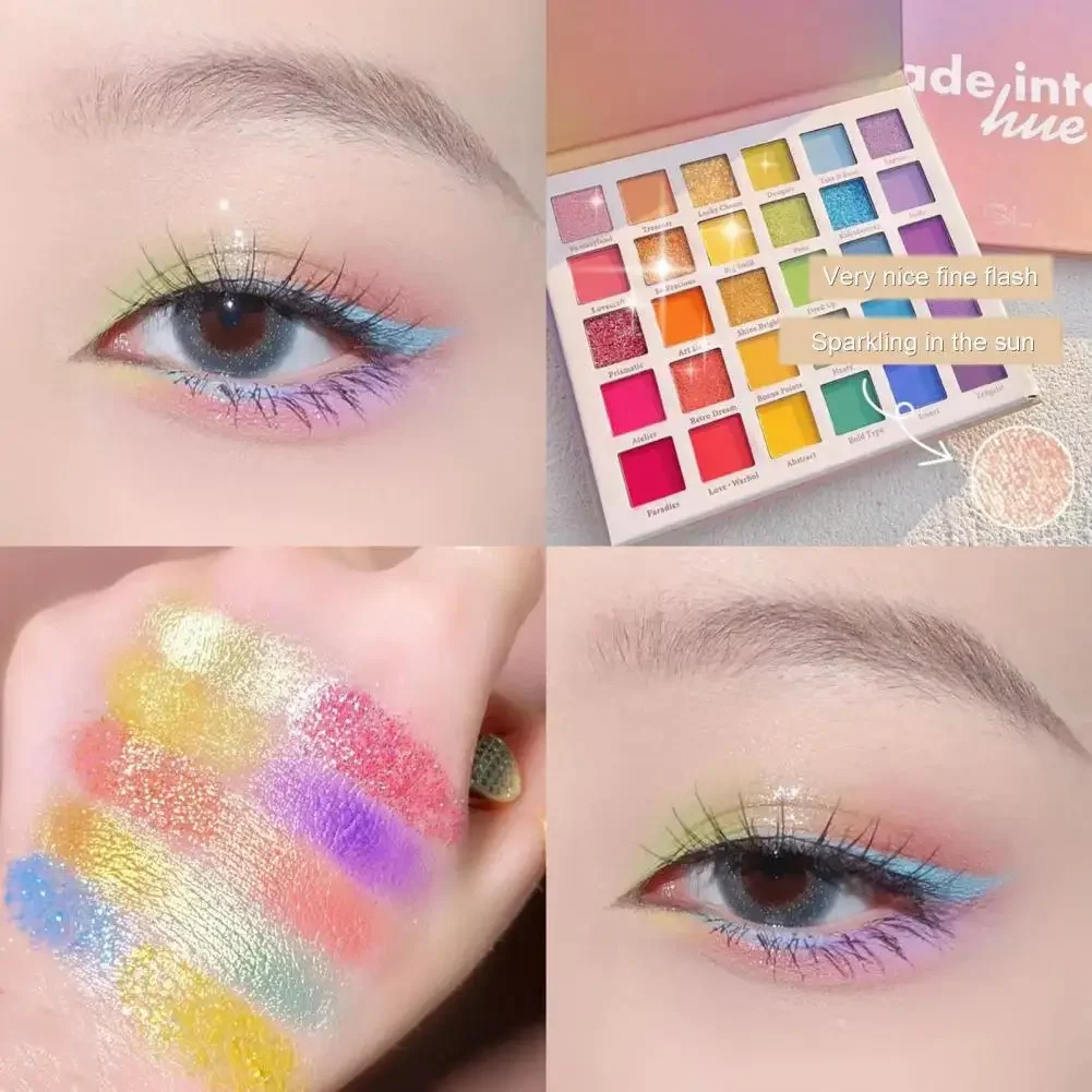 Sombra de ojos de 30 colores, maquillaje de ojos resistente al agua, sombra de ojos mate nacarado, paleta de maquillaje de arcoíris para mujer