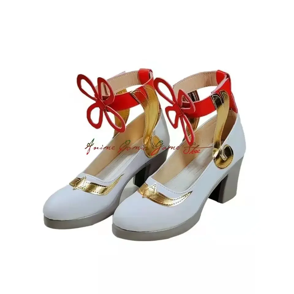 Genshin Impact Game Ganyu Cosplay sapatos femininos, sapatos de salto alto