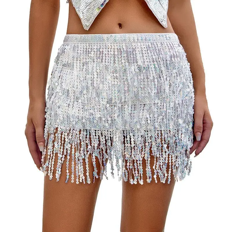 

Костюм на Хэллоуин для танца живота, бахрома на талии, блестящий шарф, женский карнавальный наряд, простая в использовании одежда для выступлений на сцене