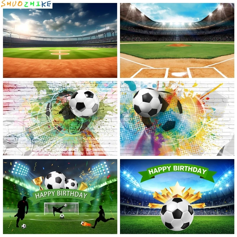 

Football Photo Background Soccer Field Stadium Grassland Boy Birthday Party Decor Kids Portrait Photography Backdrop Studio Prop