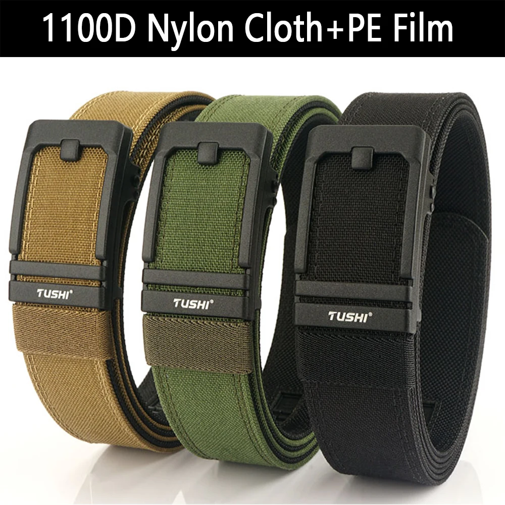 TUSHI Military New Belt For Men Sturdy Nylon Metal Automatic Buckle Police Duty Belt Tactical Outdoor Girdle IPSC Accessories